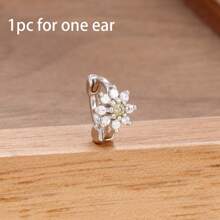 1 Peça Brinco Argola Pequena com Zircônia, Brinco Dourado 18K com Florzinha, Brincos de Cartilagem, Labrete, Tragus, Hélix, Joias de Piercing