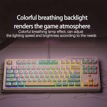 HP Keyboard K120 87-Key Compact Gaming Keyboard Portable Gaming Tool Colorful Breathing Backlight Splash-Proof Design Durable Mechanical Feel Multi-Color Keycaps Creamy Yellow Green