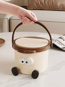 1pc桌面垃圾桶/按压式创意家居/宿舍/卧室/客厅使用，可爱大容量卡通纸篓