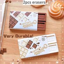 1pc Strawberry Chocolate Eraser Mini Pink Color Less Dust Cleaning Correcting Tools Office School Back To School