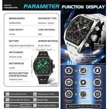 Relógio Masculino SANDA Digital Quartzo Militar Esportivo, Marca de Luxo Multifuncional com Alarme, Data, Semana, Cronômetro, Função de Luz EL, Impermeável, Eletrônico LED, Presente Original para Homens 6266