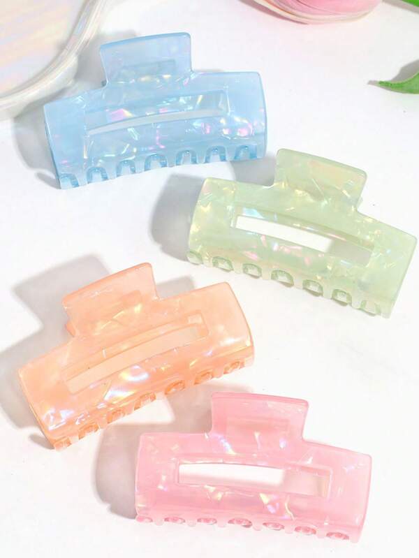 1pc Iridescent Square Mermaid Hair Claw Clip, Versatile For Daily Wear, Hair Claw/Large Size Hair Claw/Small Size Hair Claw/Gift Hair Accessories