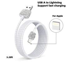 1 pièce Chargeur de voiture 2-en-1/8-en-1 avec strass, câble de charge 3-en-1 avec strass, charge rapide, Type C, USB, adaptateur de voiture, compatible avec Apple, téléphone, caméra de tableau de bord, iPad, GPS, cadeau pour les vacances/anniversaire