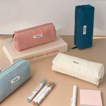 Bomtop Large Capacity Pencil Case, Corduroy Pencil Case, Backpack, Cosmetic Bag, Toiletry Bag, Minimalist, Multi-Color - Multicolor - View 4