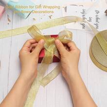 2 Rolls, Total 50 Yards, 5/8 Inch Wide Metallic Shiny Satin Ribbon, Glittering Fabric Satin Ribbon For Gift Wrapping, Crafts, Holiday Wedding Birthday Party Decoration, Floral Handwork (25 Yards Silver And Gold Satin Ribbon)