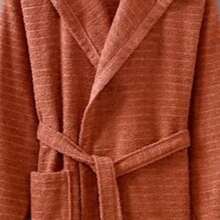 带口袋的海洋棉连帽浴袍 – 尺码 S/M (61x116 厘米) 和 L/XL (67x199 厘米) 100% 纯棉毛巾 – 土耳其制造 - 橘色 - 查看 3