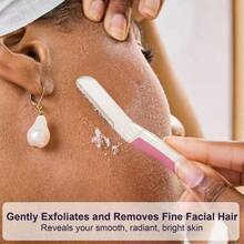 Maquinillas de afeitar para la cara de las mujeres, maquinilla de depilar para el rostro, cejas y vello facial, removedor de vello suave, no microhojas exfoliantes para piel sensible, paquete de 9, color perla/rubor - PearlBlush - Ver 2