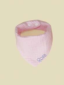 1pc Baby Bib, Customized Text, Embroidered Customization, Baby Drool Bib, Soft And Breathable, Suitable For All Seasons - Multicolor - View 9