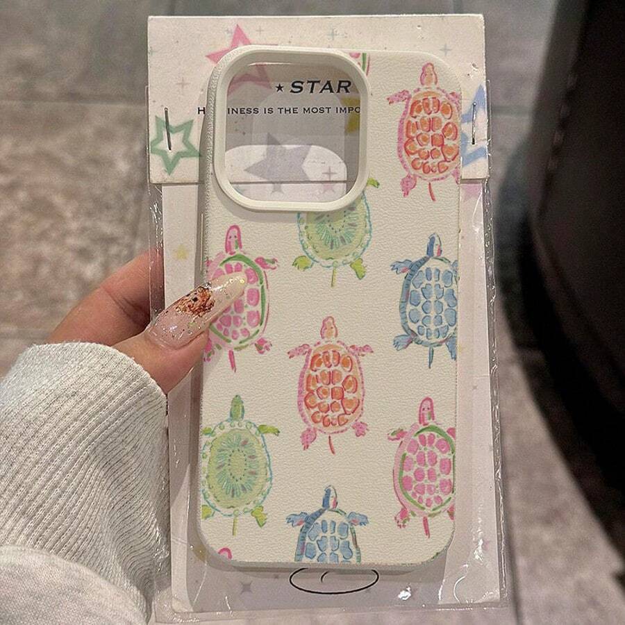 1pc Cute Colorful Sea Turtle Pattern TPU Phone Case Compatible With Apple/ Phones - White - View 1