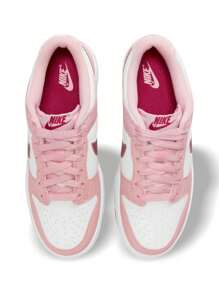 Nike Dunk Low 女款运动鞋，休闲街头健身日常低帮缓震透气防滑耐穿柔软鞋领经典撞色百搭皮革标志性舒适易搭配粉色釉面白色 DO6485-600