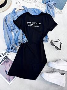 Women's Cotton Dress - Black - View 3