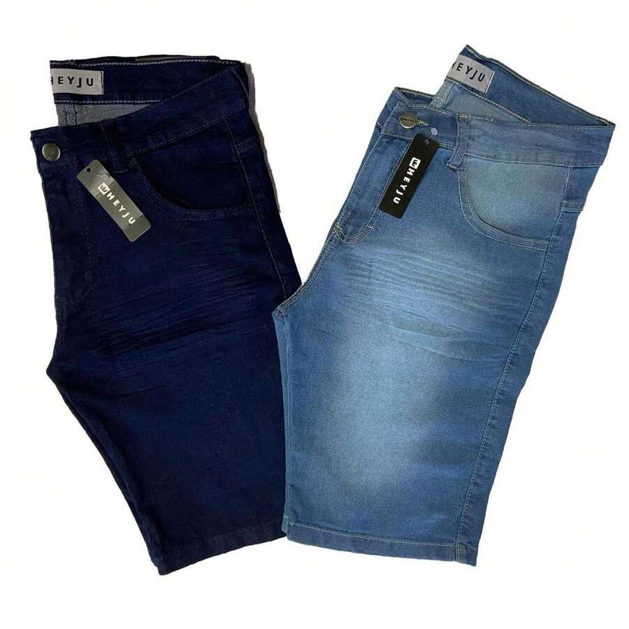 Kit 2 Bermudas Jeans Masculina Lycra Elastano - Multicolorido - Visão 1