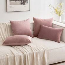 1 件天鵝絨裝飾抱枕套,沙發床車用軟方形墊套,18x18 英寸,蓮花粉色,不含枕芯