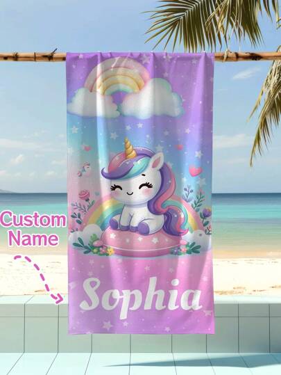 Personalized Kids Beach Towel,Summer Birthday Gift For Kids,Summer Vibes,Girls Beach Trip,Custom Beach Towel,Swimming Pool,Beach Decor