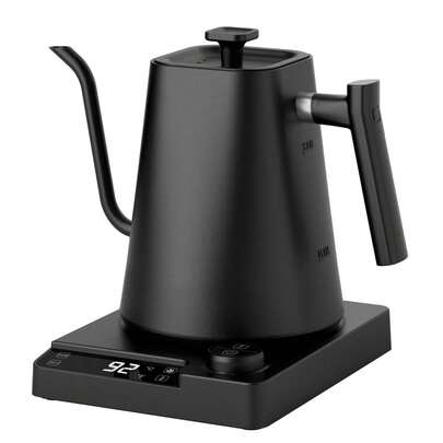 Brutelle Electric Gooseneck Kettle Temperature Electric Kettle Hot Water Boiler Pour Tea Kettle 1200 Watt Rapid Heating Electric Tea Kettle Automatic Shut Down One Button Insulation Stainless Steel Material 1000Ml Black For Home Kitchen Coffee Corner