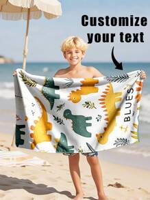 1pc Customized Text Bath Towel Beach Towel, 240GSM, Personalized Towel, Kids Towel, Pool Towel, Bathroom Towel, Holiday Gift, Beach Towel, Outdoor Travel, Beach Essential, Beach, Pool, Bathroom, Swimming Hall