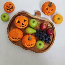 Wooden Pumpkin Tray, Snacks, Candy, Appetizers, Fruit Decorative Tray, Reusable Dessert Plate, Multifunctional Tabletop Display Tray, Wooden Cheese Board, Suitable For Desserts, Fruits And Coffee, Elegant Halloween, Thanksgiving, Christmas, Easter Serving Platter, Home Decor Gift Idea, Suitable For Home, Kitchen, Party, Wedding And Holiday Gifts
