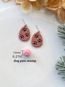 Animal Polymer Clay Cutters, Dog Paw Love Clay Earring Cutter For Polymer Clay Jewelry Making, Polymer Clay Stud Earring Stamp Making Tool, Clay Jewelry Making Kit, Clay Earring Molds, Made By PLA, DIY Earring Gift - Pink - View 10
