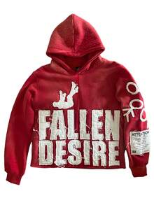 Letter Hoodies For Men Women Streetwear Graphic Sweatshirt Jacket Fall Graffiti Y2k Goth Grunge Harajuku Red Pullover Hooded, Aesthetic Hoodies Zip-Up Sweat Tops - 紅色 - 查看 4