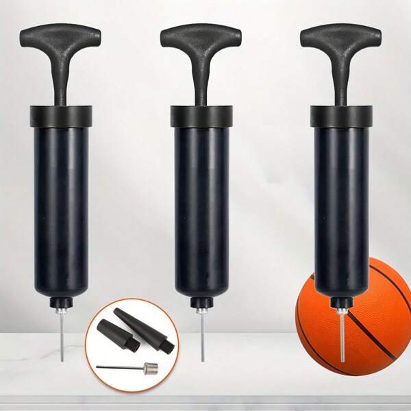 Kit manual de inflado 3 en 1 con aguja y boquilla, bomba de mano para balones deportivos, aros de natación, inflables y globos, adecuado para Acción de Gracias, Navidad, Halloween