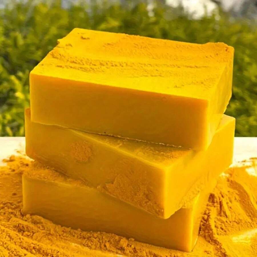 3PCS Turmeric & Kojic Acid Brightening Soap, DarkSpot Remover And Glowing Skin Soap - 芥末黃 - 查看 1