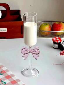 1pc Nordic Style Embossed Bow Glass Cup, Ins Aesthetic High-Quality Latte Mug, Creative Bow Decor Beverage Cup, Holiday Gift, Birthday Blessing, Party Supplies, Gift For Boyfriend/Girlfriend