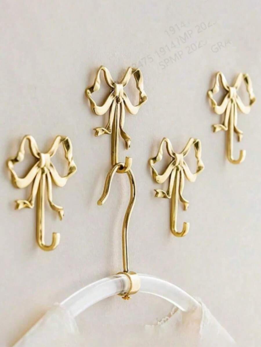 金色蝴蝶结壁钩,金色蝴蝶结衣架,黄铜蝴蝶结壁钩,门钩,毛巾钩,黄铜衣钩,适用于婚礼、浴室、客厅、厨房装饰的挂钩,黄铜金属壁挂式衣架,适用于客厅和浴室,烤漆表面,易于安装,复古丝带设计挂钩,适用于卧室和浴室,北欧复古衣钩,衣钩,卧室门廊浴室装饰,实心黄铜蝴蝶结形壁钩 - 彩色 - 查看 1