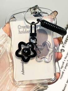 1 件装 返校 Kpop 照片卡夹钥匙扣 – 透明硅胶卡套，带蓝色星星图案，可保护公交卡、学生证等照片，可爱卡夹 - 彩色 - 查看 9