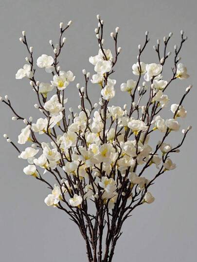 10 Artificial Plum Blossom Stems 21.7 Inch Plastic Simulation Flowers Suitable For Home Hotel Office Wedding Party Garden Decoration Festival And Seasonal Events Floral Decoration