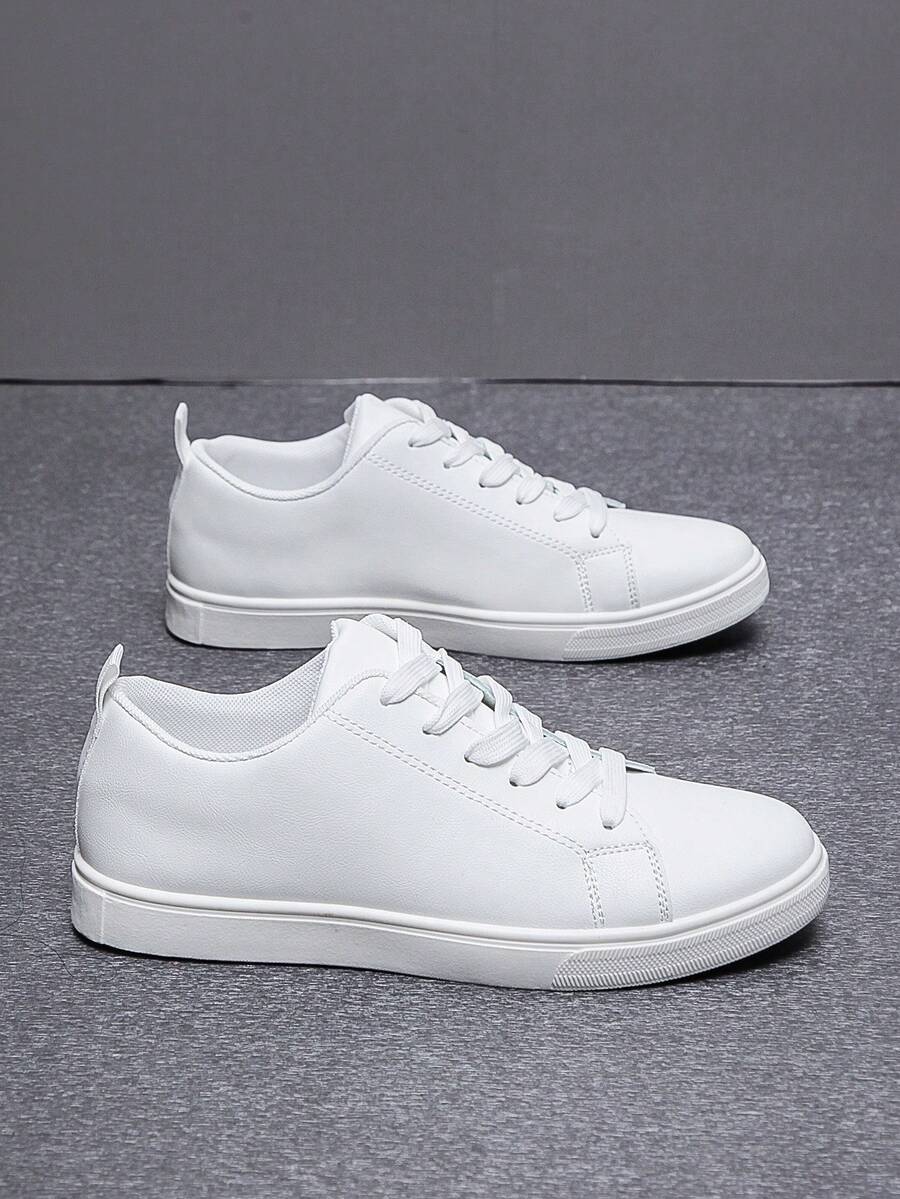 Men's Fashion Casual Sneakers, Breathable Low-Top Trainers - White - View 1