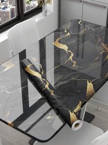 1 件黑色和金色光泽大理石图案自粘厨房贴纸，防水防油自粘墙贴，适用于炉灶、台面、瓷砖、橱柜、书桌、浴室梳妆台、大理石墙贴壁纸墙纸墙贴墙面装饰房间装饰壁纸贴纸墙卧室装饰厨房装饰家居装饰 - 黑金色 - 查看 5