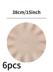 1/4/6/12pcs Bohemian Style Woven Round Placemats, 15 Inch, Solid Color, Kitchen Dining Table Decor Coasters, Non-Slip Pads For Holiday Party, Birthday, Wedding, Dinner, Home Decor, Dorm (Multiple Color Options)