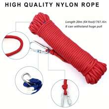 双面钕铁硼钓鱼磁铁，附20米红绳和手套，组合拉力（249KG），超强钓鱼磁铁，直径1.88英寸（48毫米），非常适合河流和磁力钓鱼