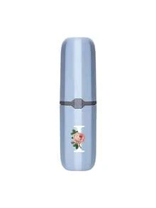 1pc Printed Rose Letter A-Z Blue Portable Toothbrush Holder, Keep Your Toothbrush Clean And Anytime, Anywhere! Travel Toothbrush Storage Box, Portable Toothbrush Cup Sleeve, Multi-Functional Toothbrush Cup, Travel Wash Cup, Toothbrush And Toiletries Storage Set, Suitable For Travel, Camping, Business Trip, School, Dorm Storage, Student Gift, Family Gift. - Blue - View 12