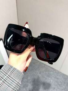 2025新款超大方形时尚眼镜，欧美风格方形墨镜 - 彩色 - 查看 12