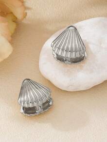 1 Coppia di orecchini a forma di ventaglio apribili con design delicato a conchiglia, nuovi orecchini a forma di capesante, stile da spiaggia e viaggio, ottimo regalo per gli amici - orecchini di conchiglia - Visualizzare 4