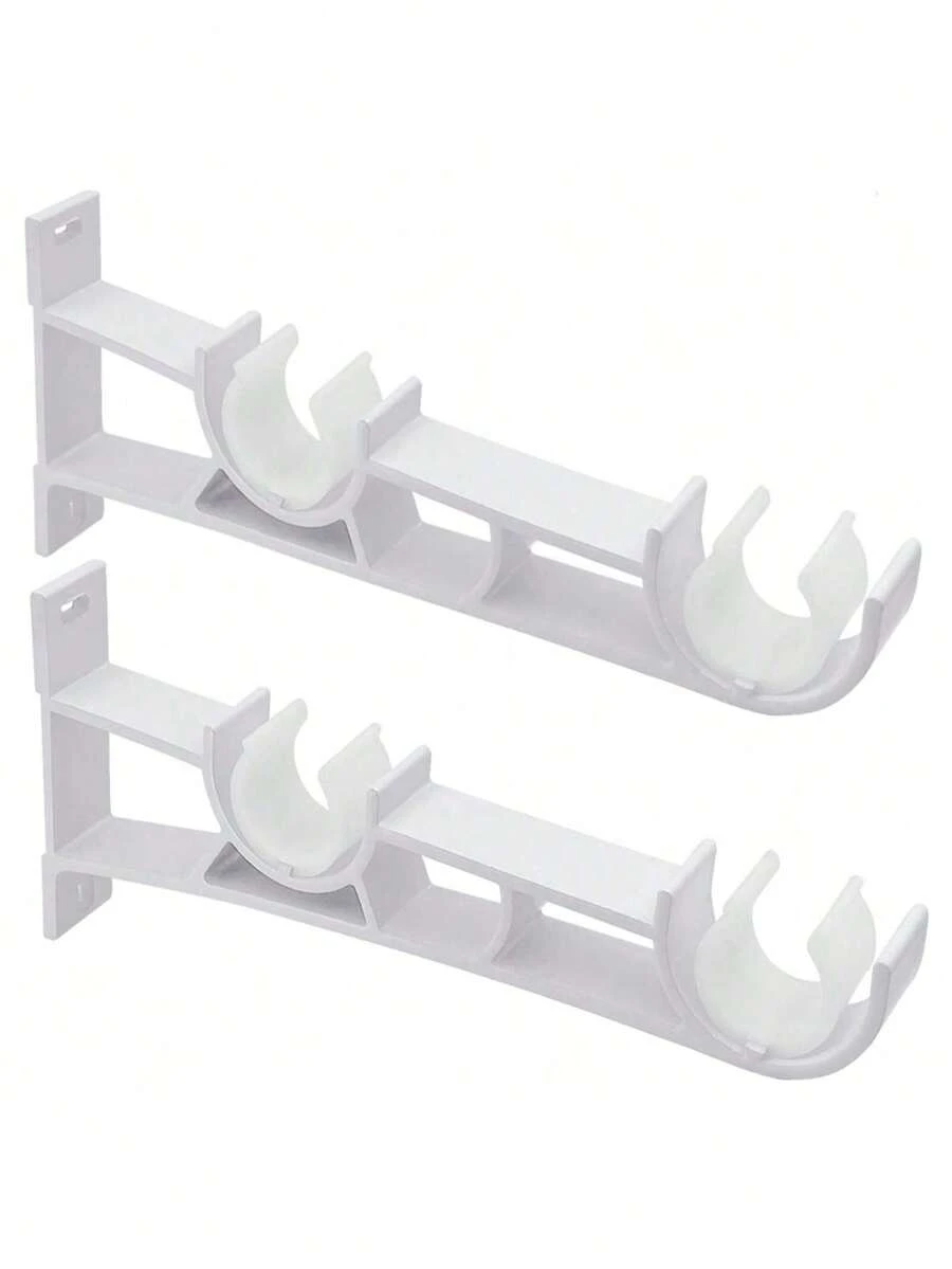 Sturdy Double Layer Curtain Rod Brackets, Wall Mounted Curtain Rod Holders, Fits Approx. 1 Inch Diameter Curtain Rods