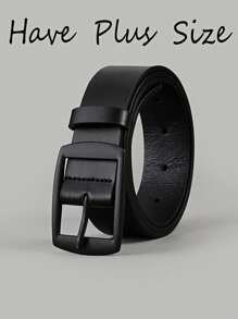 1 件装电镀扣加大码百搭流行男士腰带，扣式皮带，休闲简约腰带，百搭扣装饰牛仔裤 - 黑色 - 查看 1
