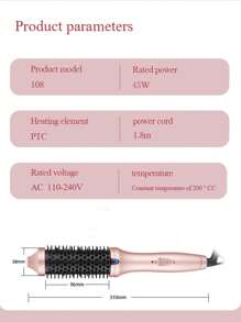 Electric Thermal Brush, Blowout Boost 1.5 Inch Heated Round Brush For Blowout Look, Dual Voltage, Pink, Sakura, Tourmaline Ceramic, Negative Ion Technology, Less Damage