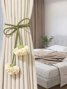 2 件花卉窗帘绑带，配优雅装饰窗帘绳，绿色长绳花卉图案，家居和办公室窗帘杆配件，美观时尚的家居装饰 - 彩色 - 查看 6