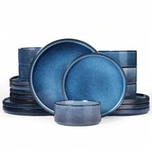 18 Pieces Dinner Sets For 6 People, Stoneware Dinnerware Sets With Dinner Plates/Salad Plate/Cereal Bowls, Dishwasher & Microwave Friendly, Cappuccino White