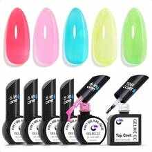Nail Ue Gel 6 In 1 For PressOn Nail Tips Long Lasting Extension Strong Hold BrushOn UV Adhesive For Acrylic Tips Quick Dry LowOdor No PopOff DIY At Home Salon Art Use-0345 - 14-Nhiều màu - Xem 1