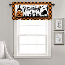 1 件万圣节系列印花窗帘，适合节日、派对、生日、晚宴、厨房窗户装饰短帷幔，适用于所有季节的房间装饰、家纺装饰短窗帘帷幔、餐厅节日派对装饰、秋季装饰、秋季装饰、房间装饰 - 彩色 - 查看 4