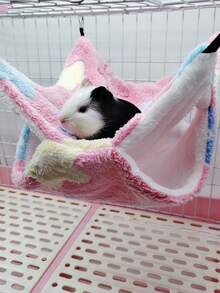 1pc Star Pattern Double-layer Plush Hanging Pet Bed & Sleeping Bag For Small Pets, Suitable For All Seasons