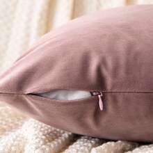 1 件天鵝絨裝飾抱枕套,沙發床車用軟方形墊套,18x18 英寸,蓮花粉色,不含枕芯