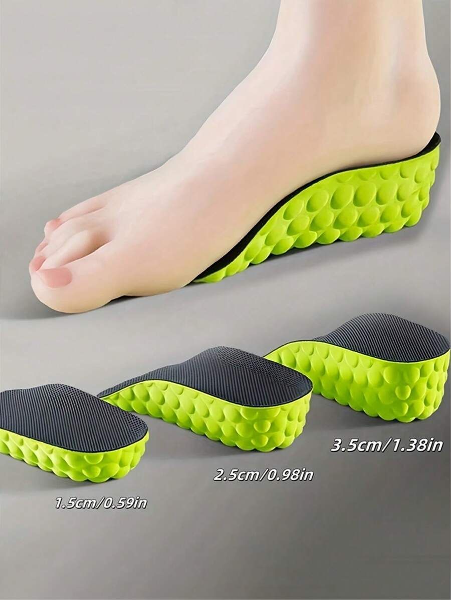 1 Pair Unisex Comfortable Non-Fatiguing Insoles, High Elastic Shock-Absorbing 3/4 Insoles, Suitable For Sports Shoes, Casual Shoes, Low-Top Sneakers, High-Top Boots, Unisex Sports Shoes, Casual Shoes - Black - View 1