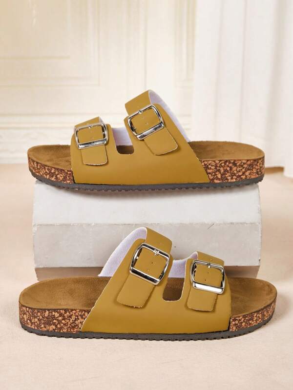 New Women's Sandals, Outdoor Fashion Comfortable Lightweight Soft Breathable Non-Slip Durable Double Buckle Soft Cork Bottom Beach/Office/Walking Cushioned Slippers