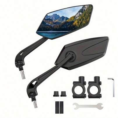 2pcs High Definition Wide Angle Bicycle Rearview Mirrors, 360° Adjustable, Suitable For Bicycle, Electric Scooter, Motorcycle And Mountain Bike, Comes With Installation Hardware, Minimalist Black Design, Bicycle Accessories