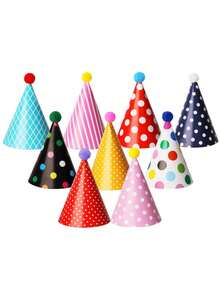 Set de 11 piezas de sombreros de fiesta de cumpleaños para bebé - Sombreros cónicos lindos, coronas y bolas de burbujas esponjosas para cumpleaños de bebé, baby shower, celebración del primer mes, revelación de género, suministros y decoraciones para fiestas infantiles - Multicolor - Ver 4