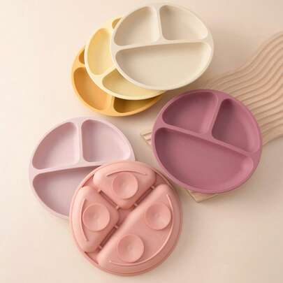 PopLittleOne 1pc Baby Sucker Silicone Dining Plate Children Dishes Suction Toddle Training Tableware Kids Feeding Bowls Baby Stuff
